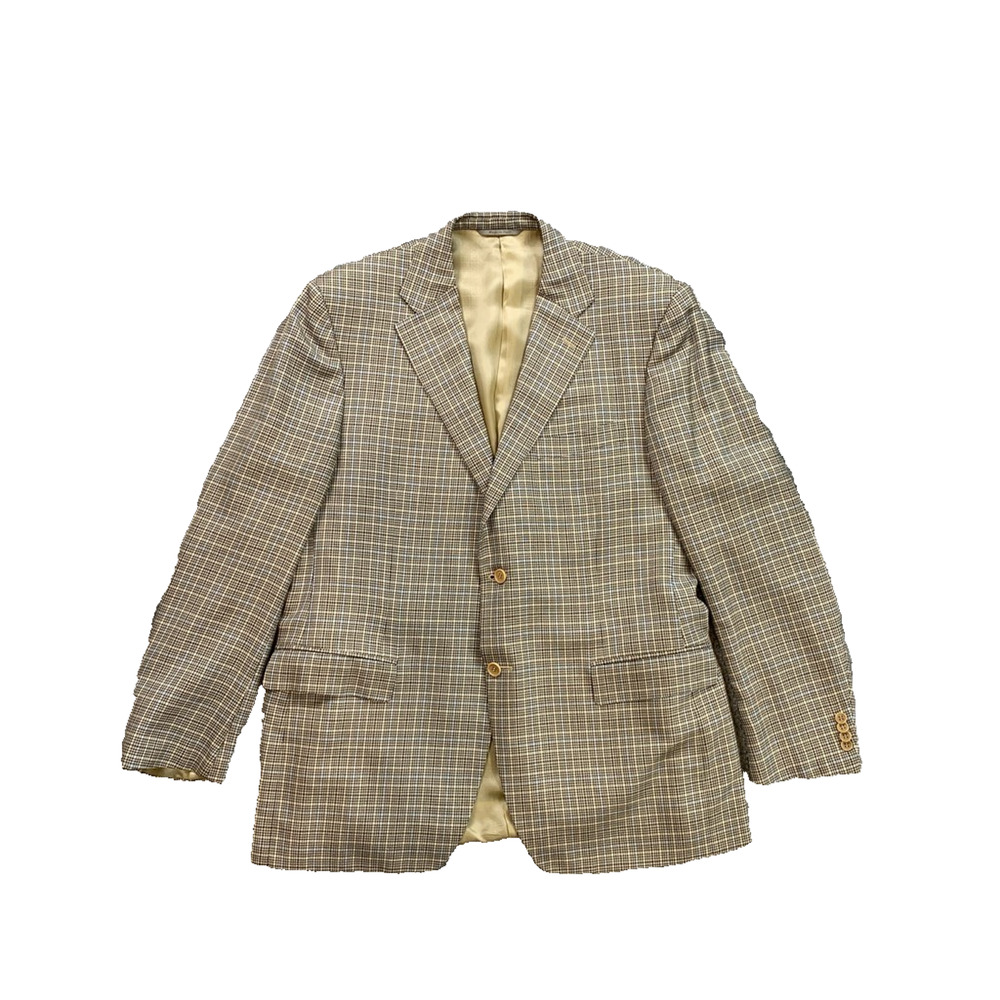 Canali Blazer Men *46R Beige Plaid Drop 7 Notch Lapel Drop 7 Business Made Italy